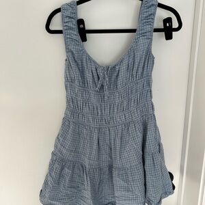 Blue Checkered Mini Dress